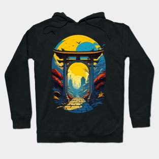 Colorful Japanese Gate Back Print Hoodie